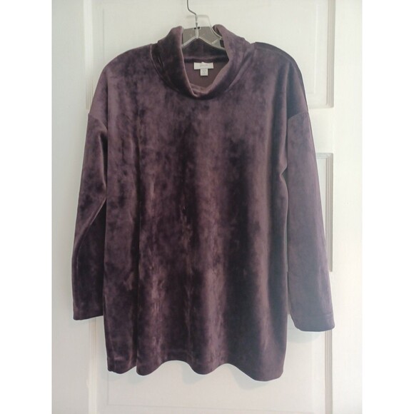 J. Jill Pure Jill purple velour cowl neck tunic top SPetite minimalist party - Picture 1 of 10